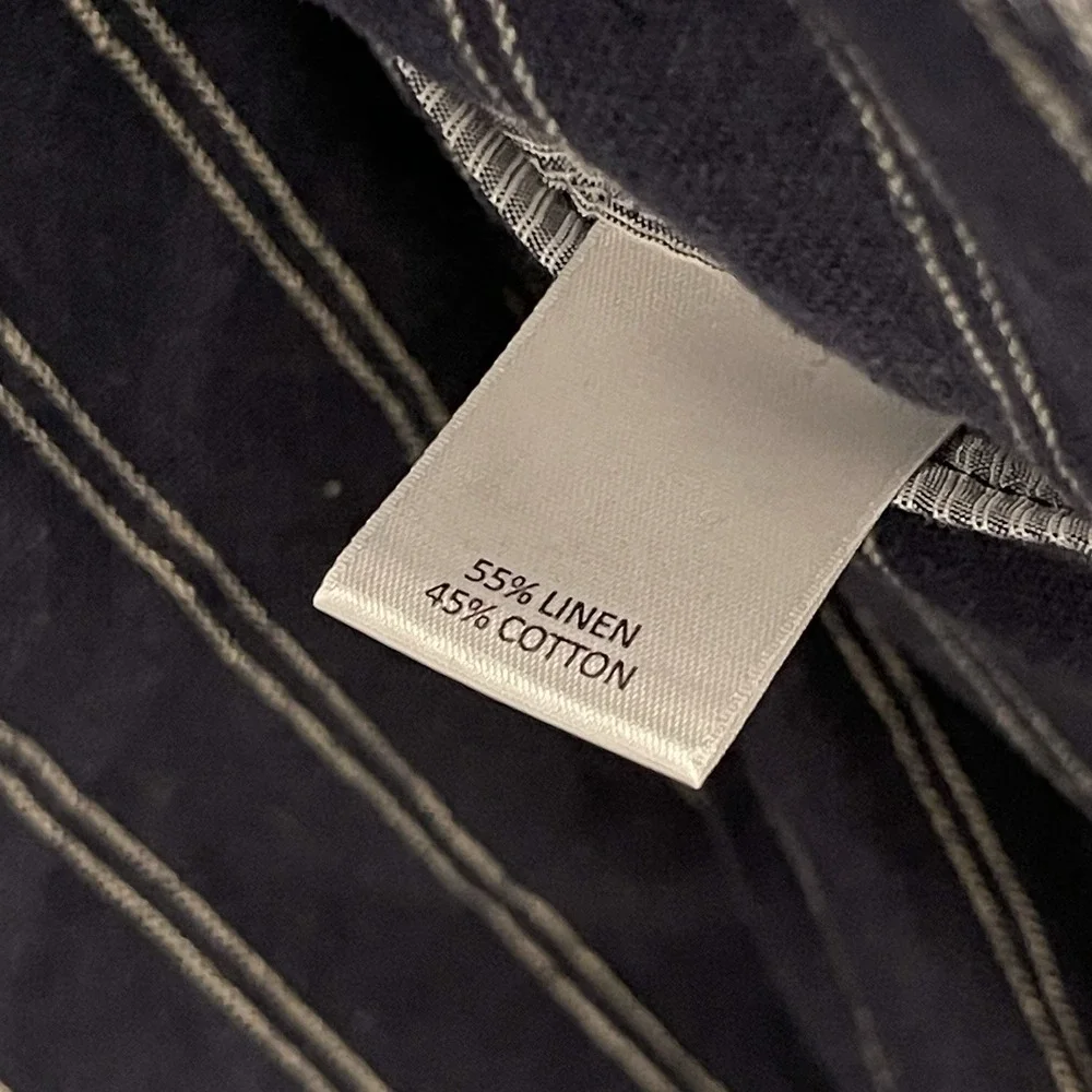 Cremieux Linen Blend Striped Sport Coat Men's Sz M Unstructured Navy Blue